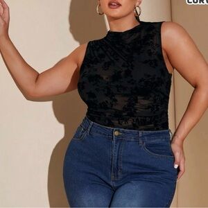 Plus size sheer bodysuit